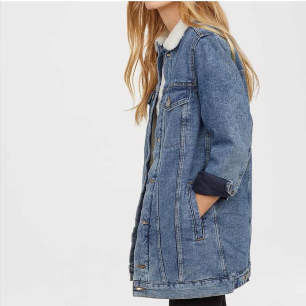 H&M Longline Sherpa Denim Jacket